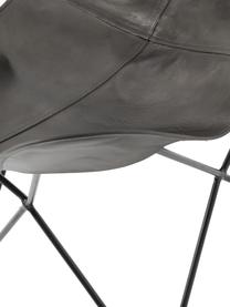 Fotel wypoczynkowy ze skóry Butterfly, Tapicerka: skóra, Stelaż: metal lakierowany, Szary, S 56 x G 84 cm