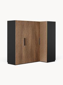 Modularer Eck-Kleiderschrank Simone, 215 cm Breite, mehrere Varianten, Korpus: Spanplatte, melaminbeschi, Walnussholz-Optik, Schwarz, Basic Interior, B 215 x H 200 cm, mit Eckmodul