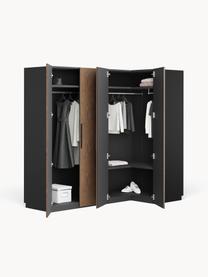 Armoire d'angle modulaire Simone, larg. 215 cm, plusieurs variantes, Aspect bois de noyer, noir, Basic Interior : larg. 215 x haut. 200 cm, avec module d'angle