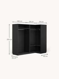 Modularer Eck-Kleiderschrank Simone, 215 cm Breite, mehrere Varianten, Korpus: Spanplatte, melaminbeschi, Walnussholz-Optik, Schwarz, Basic Interior, B 215 x H 200 cm, mit Eckmodul