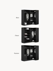 Modularer Eck-Kleiderschrank Simone, 215 cm Breite, mehrere Varianten, Korpus: Spanplatte, melaminbeschi, Walnussholz-Optik, Schwarz, Basic Interior, B 215 x H 200 cm, mit Eckmodul