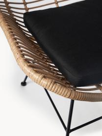 Polyrattan-Sitzbank Costa, Sitzfläche: Polyethylen-Geflecht, Gestell: Metall, pulverbeschichtet, Hellbraun, Webstoff Schwarz, B 137 x H 105 cm