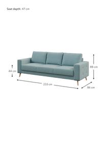 Sofá Fynn (3 plazas), Tapizado: 100% poliéster con tacto , Estructura: madera dura, madera bland, Patas: madera pintada Alta resis, Azul claro, An 233 x F 86 cm