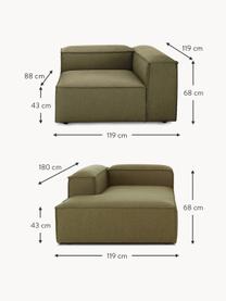 Modulares Ecksofa Lennon, Bezug: 100 % Polyester Der strap, Gestell: Massives Kiefernholz, Spe, Füße: Kunststoff Dieses Produkt, Webstoff Olivgrün, B 238 x T 180 cm, Eckteil rechts