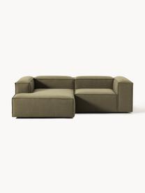 Modulares Ecksofa Lennon, Bezug: 100 % Polyester Der strap, Gestell: Massives Kiefernholz, Spe, Füße: Kunststoff Dieses Produkt, Webstoff Olivgrün, B 238 x T 180 cm, Eckteil rechts