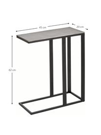 Bijzettafel Edge in industrieel ontwerp, Tafelblad: gecoat metaal, Frame: gepoedercoat metaal, Tafelblad: zilverkleurig met antieke afwerking
 Frame: mat zwart, B 45 cm x H 62 cm