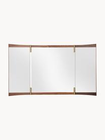 Specchio da parete orientabile Vanity, Cornice: legno di noce, Decorazione: ottone, Legno di noce, Larg. 117 x Alt. 69 cm