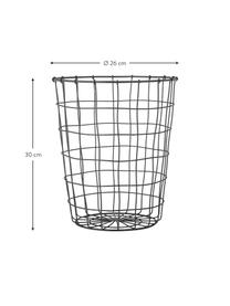 Korb Merza aus Metall, Metall, beschichtet, Schwarz, Ø 26 x H 30 cm