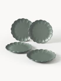 Platos postre Sabina, 4 uds., Gres, Verde oscuro mate, Ø 21 cm