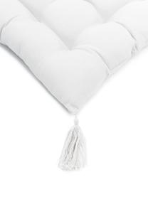 Cuscino sedia in cotone bianco con nappe Ava, Rivestimento: 100% cotone, Bianco, Larg. 40 x Lung. 40 cm