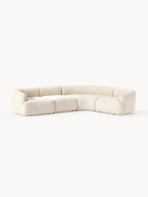 Sofá rinconera modular en tejido bouclé Sofia (4 plazas), Tapizado: tejido bouclé (100% polié, Estructura: madera de abeto, tablero , Patas: plástico Este producto es, Bouclé blanco Off White, An 312 x F 235 cm