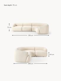 Sofá rinconera modular en tejido bouclé Sofia (4 plazas), Tapizado: tejido bouclé (100% polié, Estructura: madera de abeto con certi, Patas: plástico, Bouclé Off White, An 318 x F 298 cm