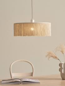 Hanglamp Regency met franjes, Lampenkap: stof, Lichtbeige, Ø 45 x H 16 cm