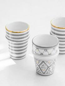 Tazza fatta a mano stile marocchino con bordo oro Beldi, Ceramica, Grigio chiaro, crema, oro, Ø 8 x Alt. 11 cm