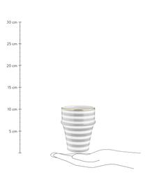 Handgemaakte Marokkaanse beker Beldi met goudkleurige rand, Keramiek, Lichtgrijs, crèmekleurig, goudkleurig, Ø 8 x H 11 cm