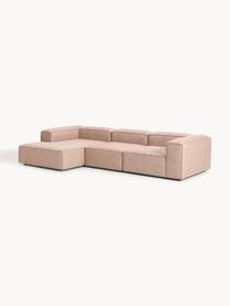 Modulares Ecksofa Lennon aus Leinen-Mix, Bezug: 50 % Viskose, 25 % Leinen, Gestell: Fichtenholz, Sperrholz, m, Füße: Kunststoff Dieses Produkt, Leinen-Mix Rostrot, B 327 x T 180 cm, Eckteil links