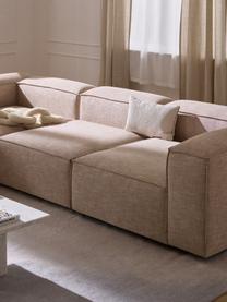 Modulares Ecksofa Lennon aus Leinen-Mix, Bezug: 50 % Viskose, 25 % Leinen, Gestell: Fichtenholz, Sperrholz, m, Füße: Kunststoff Dieses Produkt, Leinen-Mix Rostrot, B 327 x T 180 cm, Eckteil links