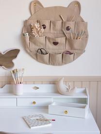 Organizer da parete in cotone organico Bear, 100% cotone organico certificato GOTS, Beige, nero, Larg. 50 x Alt. 50 cm