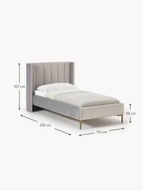 Cama individual de terciopelo Dusk, Tapizado: terciopelo de poliéster A, Estructura: madera de pino maciza con, Patas: metal con pintura en polv, Terciopelo gris claro, An 90 x L 200 cm