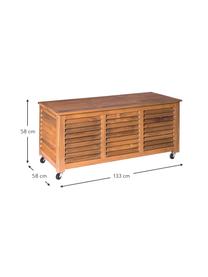 Baúl para exterior Nina, Madera de acacia maciza, Marrón, An 133 x Al 58 cm