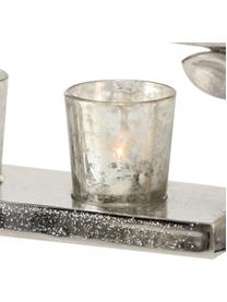 Windlichter-Set Hirsch, 5-tlg. , Tablett: Aluminium, Windlicht: Glas, Silberfarben, 56 x 16 cm