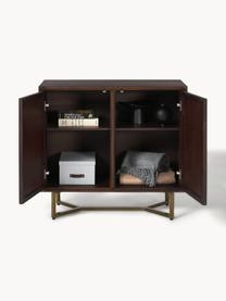 Sideboard Luca aus Massivholz mit Fischgrät-Muster, Korpus: Massives Mangoholz, lacki, Mangoholz, Goldfarben, B 90 x H 83 cm