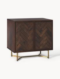 Credenza in legno di mango con motivo spina di pesce Luca, Piedini: metallo verniciato a polv, Legno di mango, dorato, Larg. 90 x Alt. 83 cm