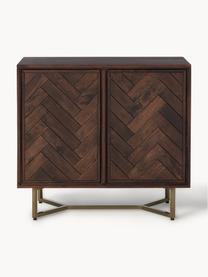 Credenza in legno di mango con motivo spina di pesce Luca, Piedini: metallo verniciato a polv, Legno di mango, dorato, Larg. 90 x Alt. 83 cm