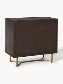 Credenza in legno di mango con motivo spina di pesce Luca, Piedini: metallo verniciato a polv, Legno di mango, dorato, Larg. 90 x Alt. 83 cm