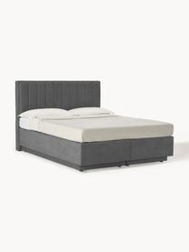 Cama continental con espacio de almacenamiento Livia, Patas: plástico, Tejido gris oscuro, An 180 x L 200  cm, dureza H2