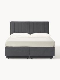 Letto boxspring con contenitore Livia, Materasso: nucleo a 5 zone di molle , Piedini: plastica, Tessuto grigio scuro, Larg. 180 x Lung. 200 cm, grado di durezza H2