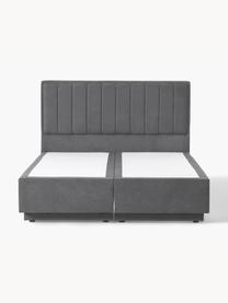 Cama continental con espacio de almacenamiento Livia, Patas: plástico, Tejido gris oscuro, An 180 x L 200  cm, dureza H2