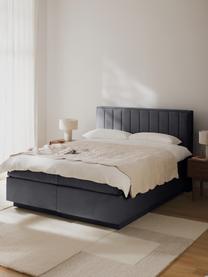 Boxspringbett Livia mit Stauraum, Matratze: 5-Zonen-Taschenfederkern, Füße: Kunststoff, Webstoff Dunkelgrau, B 180 x L 200 cm, Härtegrad H2