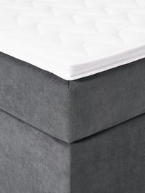 Cama continental con espacio de almacenamiento Livia, Patas: plástico, Tejido gris oscuro, An 180 x L 200  cm, dureza H2