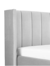 Lit matelassé en velours Dusk, Velours gris, larg. 180 x long. 200 cm