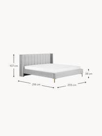 Gestoffeerd fluwelen bed Dusk, Bekleding: polyester fluweel Met 30., Frame: massief grenenhout en pla, Poten: gepoedercoat metaal Dit p, Fluweel lichtgrijs, B 180 x L 200 cm