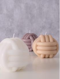 Set de velas Knot, 3 uds., Cera, Lila, melocotón, blanco, Ø 9 cm