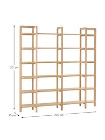 Estantería de madera Salaton, Madera escandinava, Ratán, An 200 x Al 201 cm