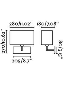 Aplique Roda, Estructura: acero, Pantalla: textil similar al lino, Plateado, blanco, An 28 x Al 27 cm