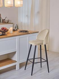 Tabouret de bar en velours blanc crème Amy, Blanc, larg. 45 x haut. 103 cm