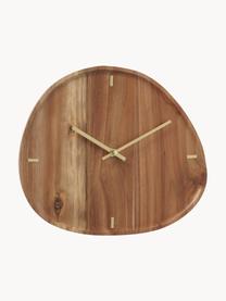 Nástěnné hodiny v organickém tvaru Marron, Tmavé dřevo, Světlé dřevo, Š 35 cm, V 30 cm