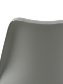 Kunststoffen stoelen Eris, 2 stuks, Zitvlak: kunststof, Zitvlak: kunstleer, Poten: verchroomd metaal, Grijs, poten chroomkleurig, B 49 x D 54 cm