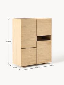 Holz-Highboard Larsen, Korpus: Spanplatte mit Eichenholz, Eichenholz, lackiert, B 101 x H 129 cm