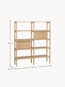 Estantería de madera de roble Holton, Estructura: madera de roble maciza, Madera de roble, An 140 x Al 166 cm