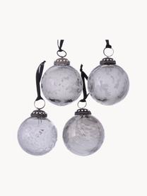 Boules de Noël faites main Aestar, 4 élém., Gris clair, noir, Ø 8 x haut. 9 cm