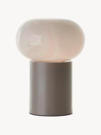 Kleine Tischlampe Deany, Lampenschirm: Glas, Lampenfuß: Metall, beschichtet, Greige, Weiß, Ø 20 x H 27 cm