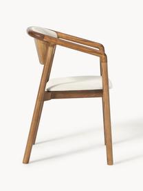 Chaise à accoudoirs avec assise rembourrée Gali, Blanc crème, foncé bois de frêne, larg. 56 x prof. 55 cm