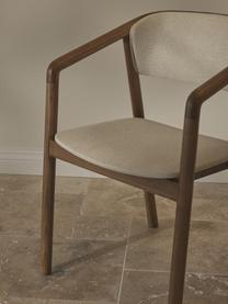 Židle s područkami a čalouněním Gali, Krémově bílá, tmavě jasanové dřevo, Š 54 cm, H 54 cm