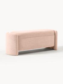 Banc en bouclette avec rangement Benji, Peluche rose pâle, larg. 140 x haut. 48 cm