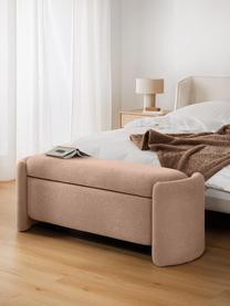 Banc en bouclette avec rangement Benji, Peluche rose pâle, larg. 140 x haut. 48 cm